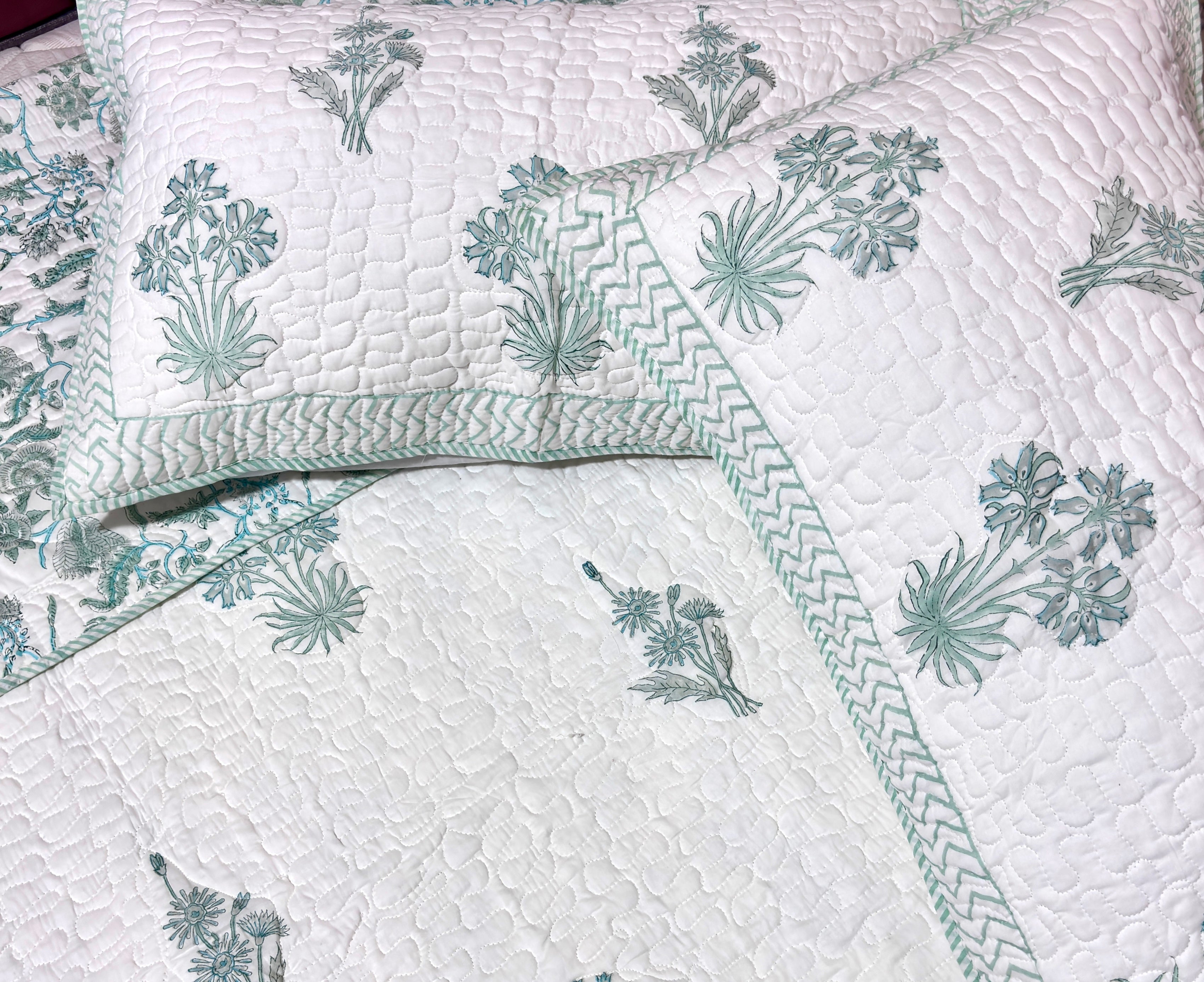 Hand Block Print Cotton Bedcover |  King Size Bedcover | Floral Printed Bed Cover | Premium Cotton Bedding