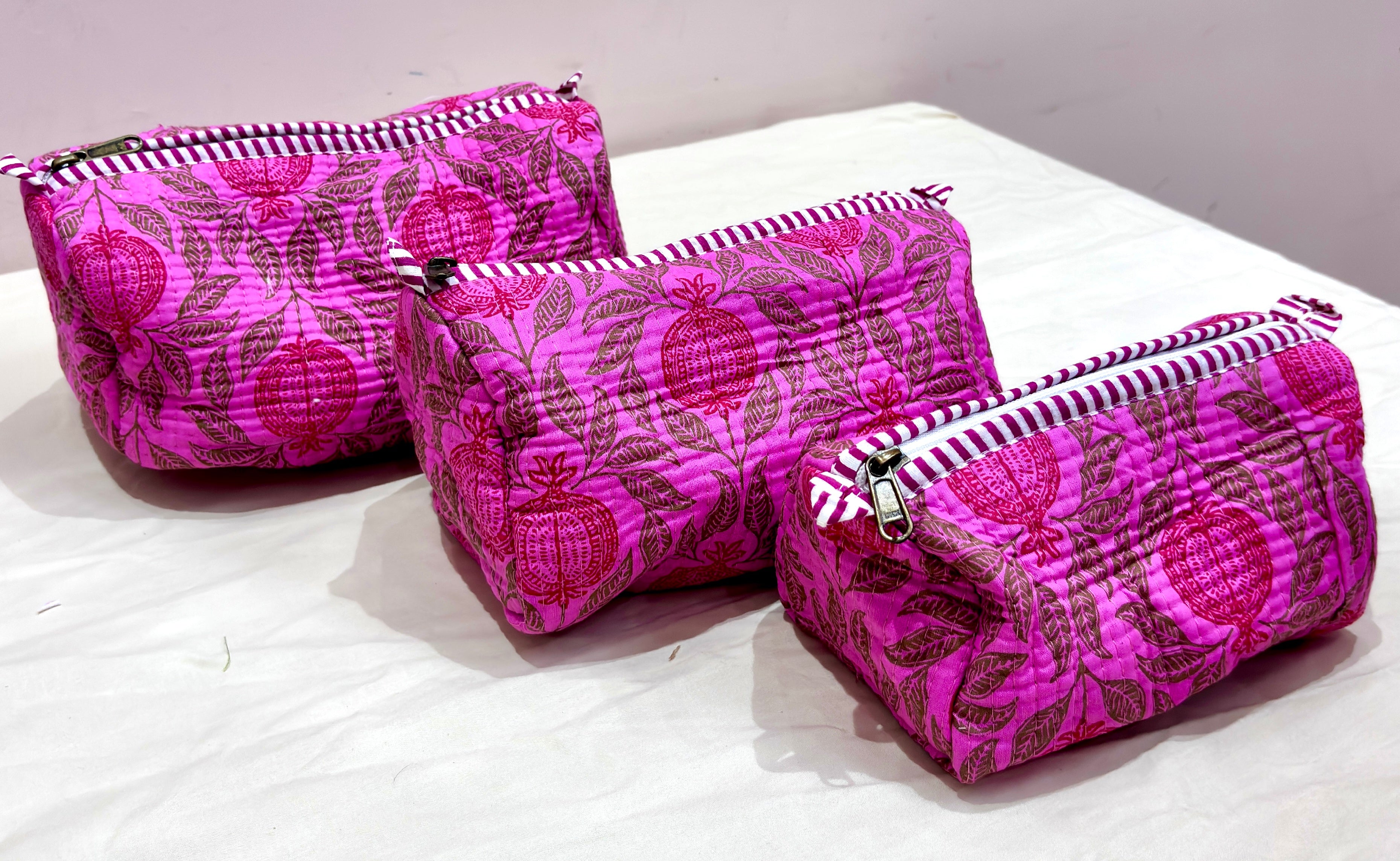 # Pink Floral Print Tote Bag | Pink Cotton Hand Block Printed Reusable Shopping Bag | Handmade Fabric Tote Bag
