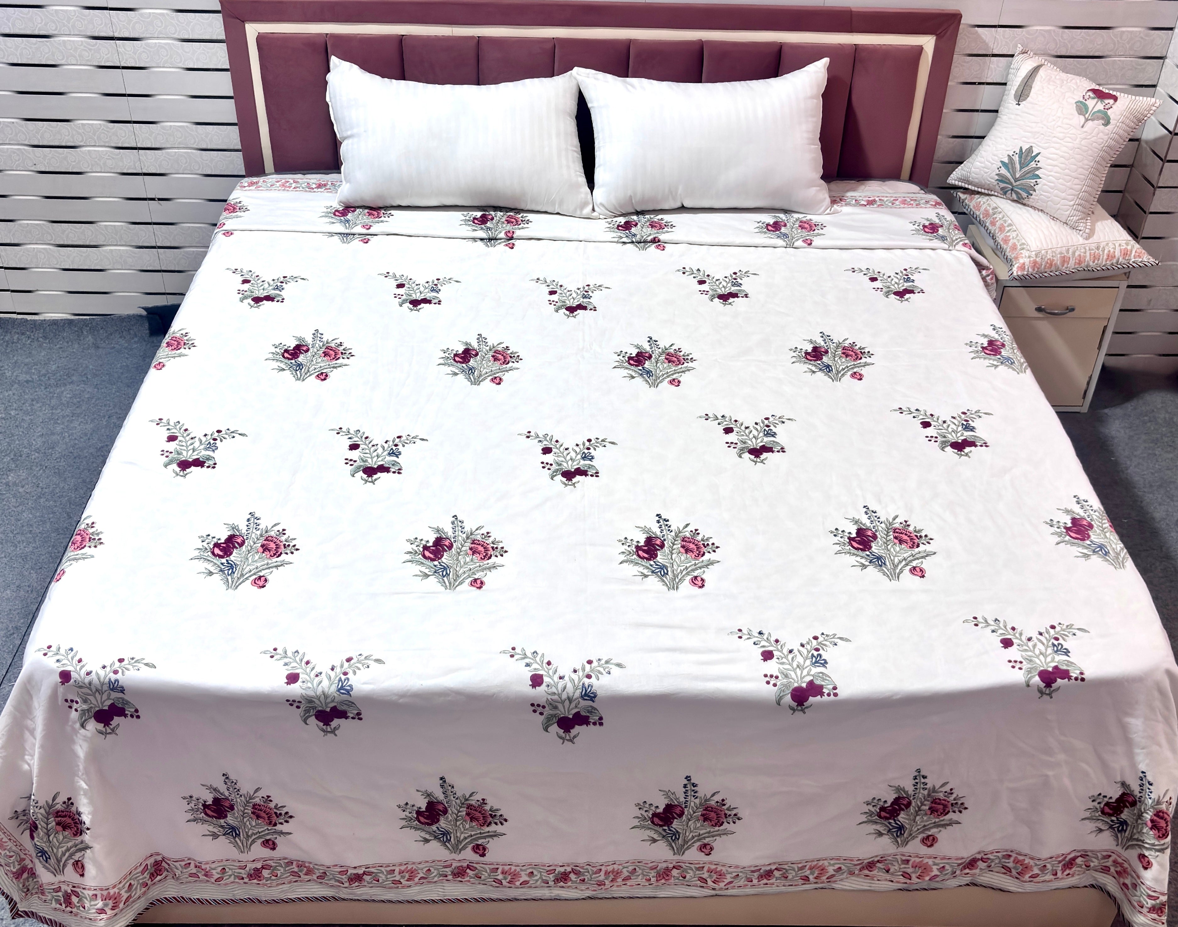 Floral Hand Block Print Cotton Dohar, Lightweight Summer Blanket, Reversible AC Dohar, Indian Cotton Throw, Handmade Bedding