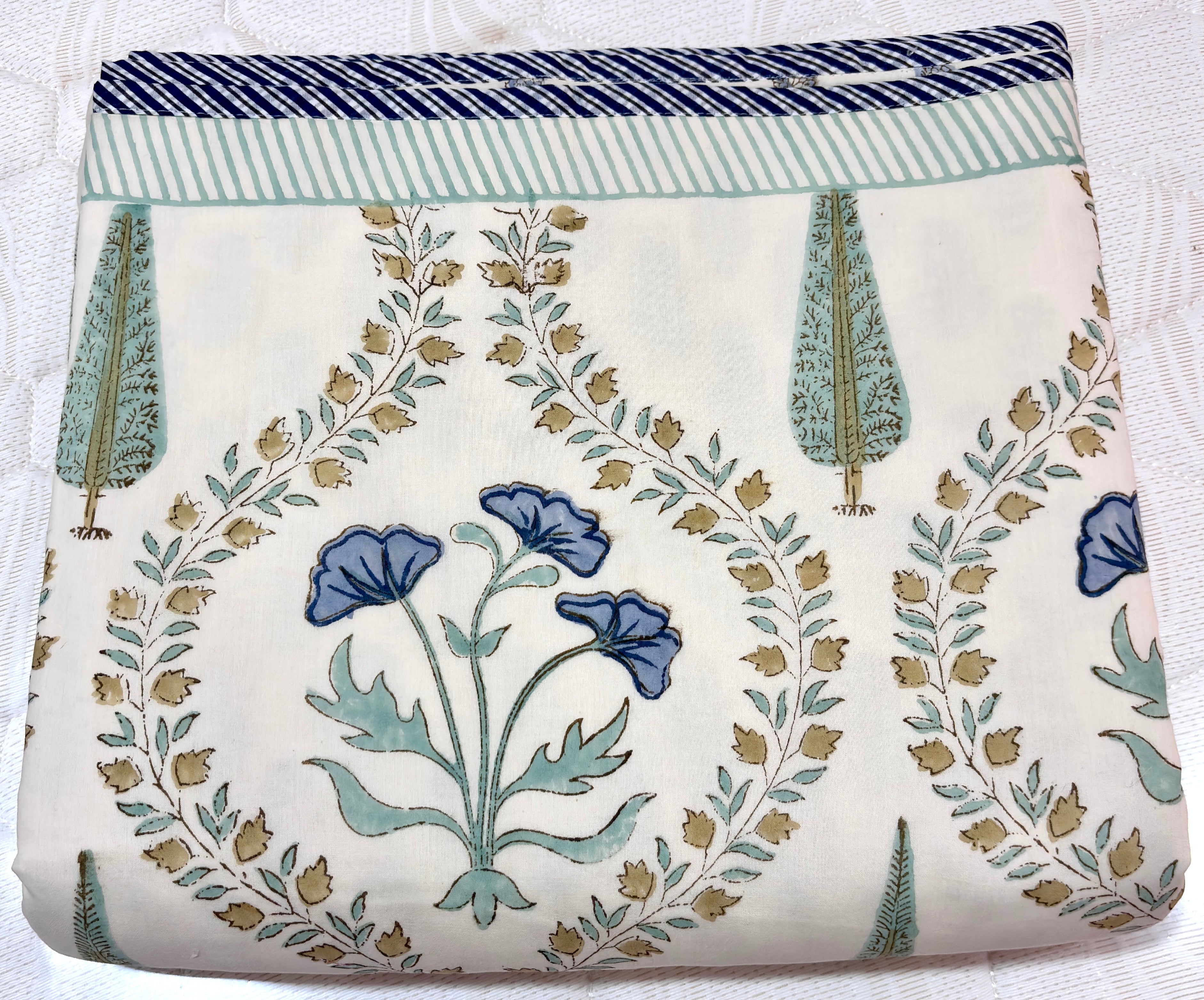 Hand Block Printed Cotton Dohar | Reversible Lightweight Summer Blanket | Soft Jaipuri Dohar | King & Queen Size