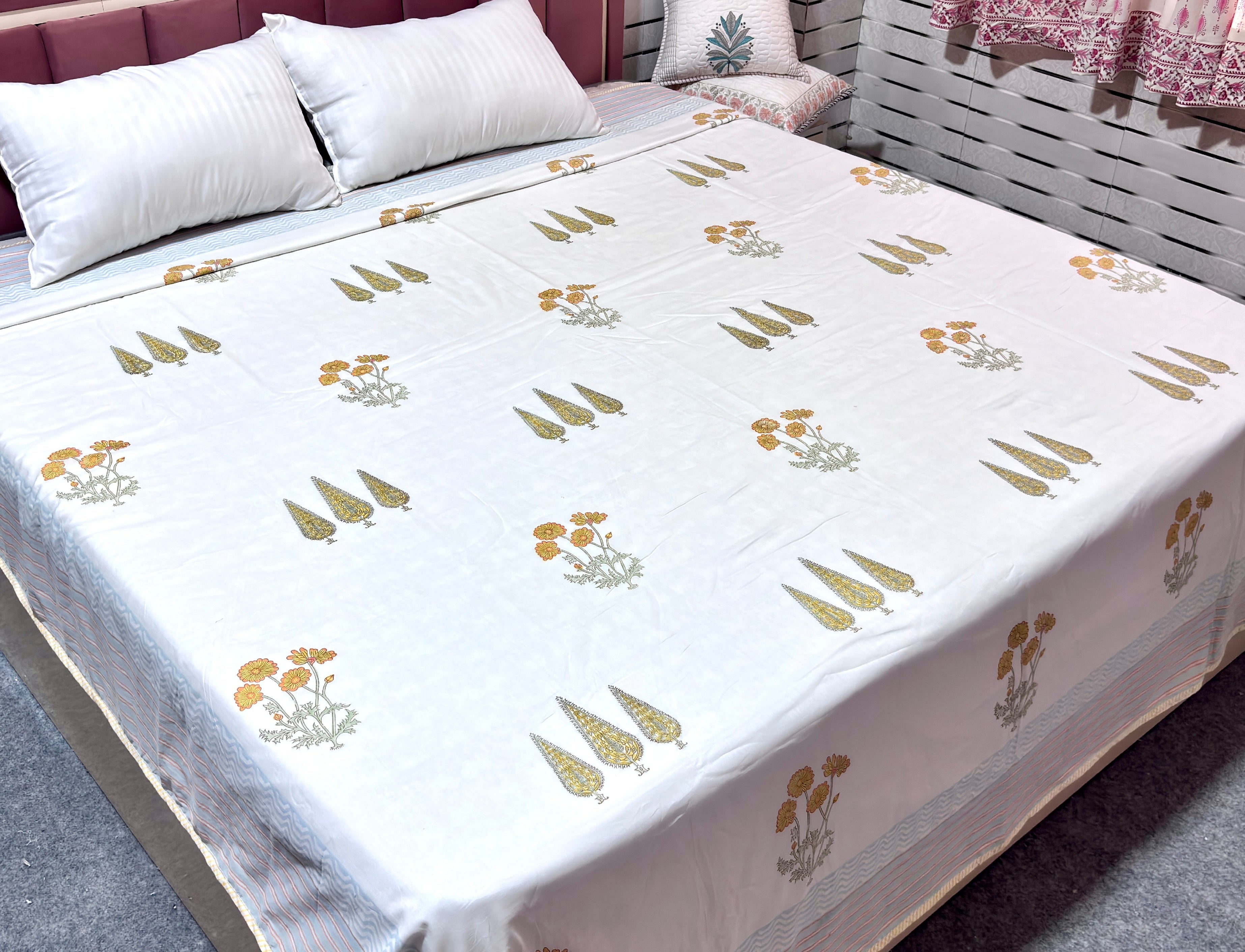 Hand Block Print Cotton Dohar | Reversible Summer Blanket | Soft Mulmul Cotton AC Blanket | Jaipuri Floral Dohar | Lightweight Quilt