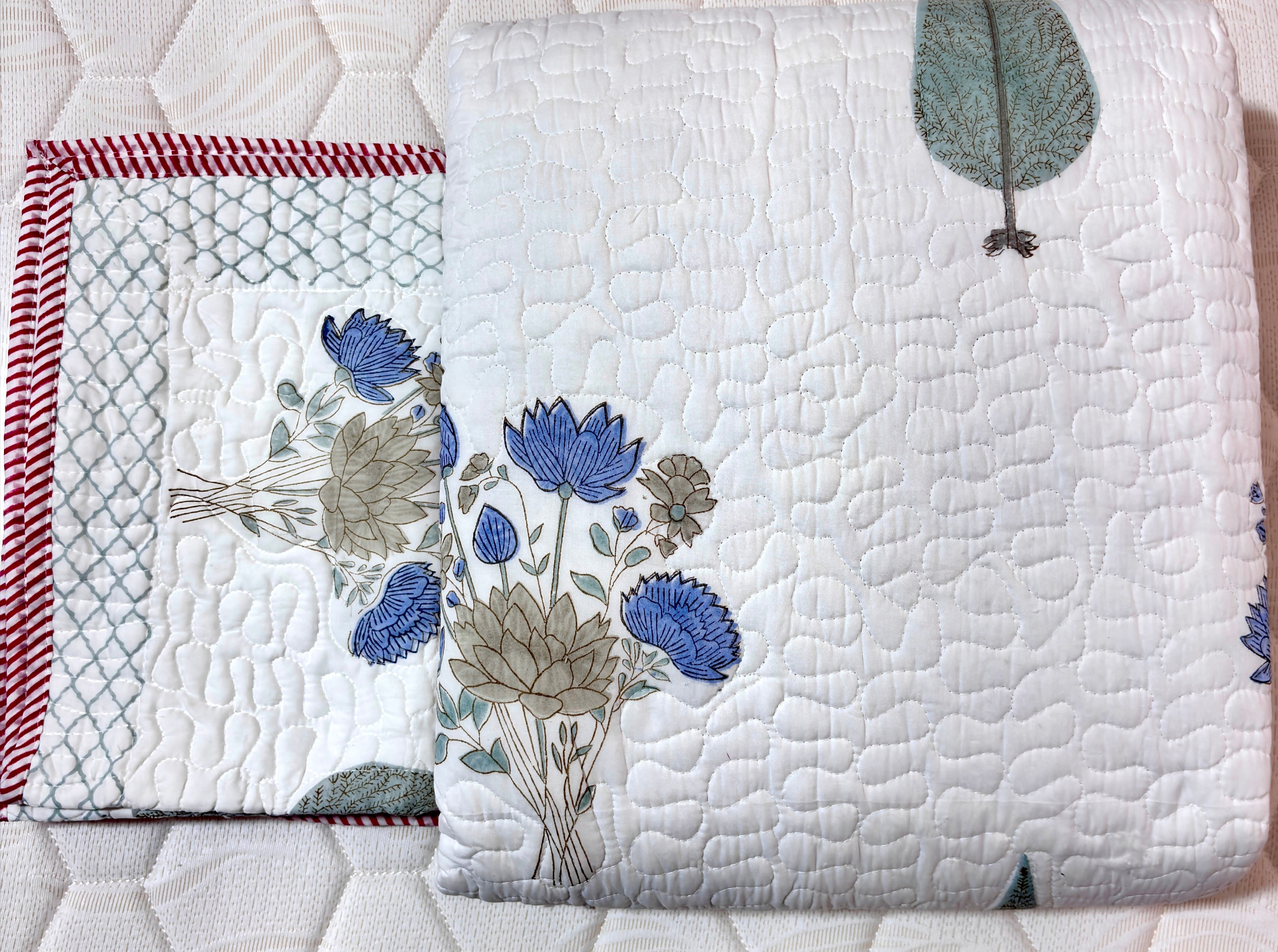 Premium Floral Quilted Bedcover Set with Pillow Covers – Soft Cotton Double Bedspread for Home Decor
