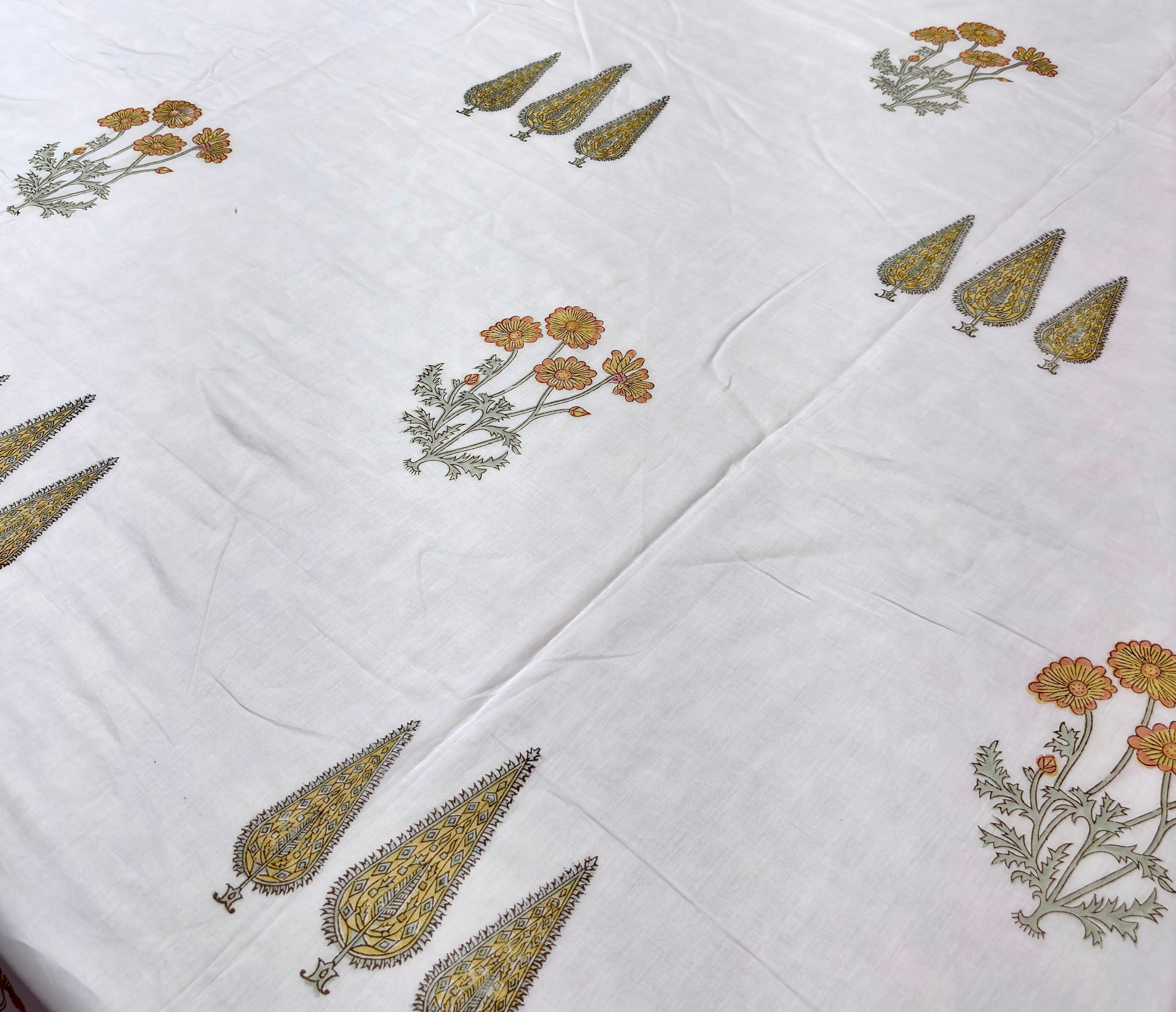 Hand Block Print Cotton Dohar | Reversible Summer Blanket | Soft Mulmul Cotton AC Blanket | Jaipuri Floral Dohar | Lightweight Quilt