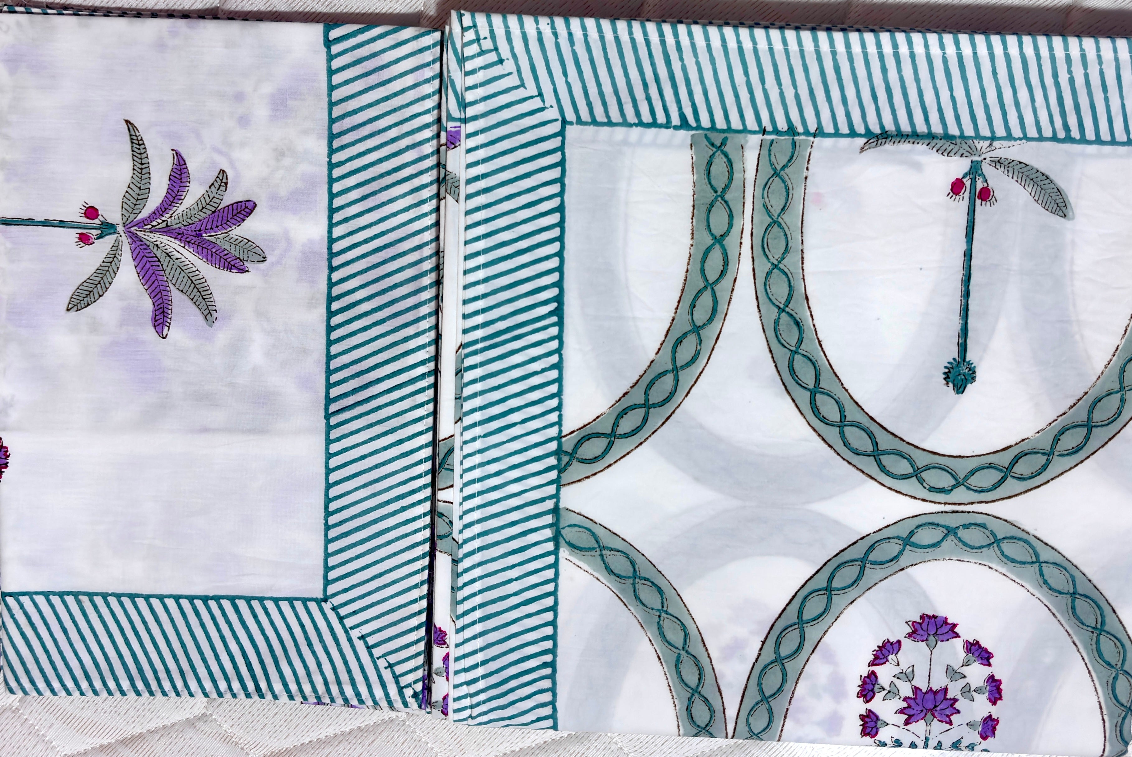 Premium Floral Printed Double Bedsheet with 2 Pillow Covers | White & Lavender Cotton Bedsheet Set