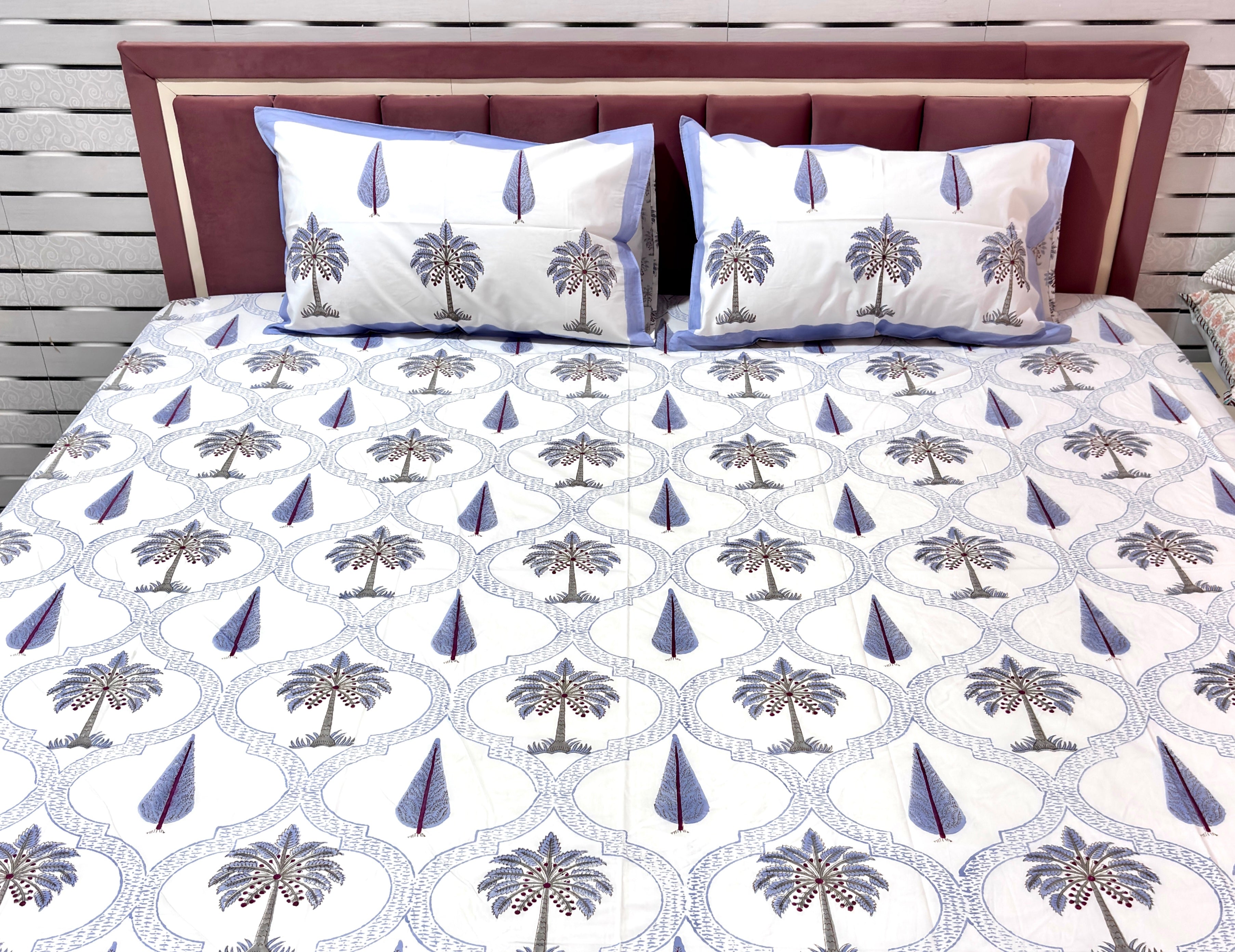 Plam jal handblock printed cotton bedsheet king size