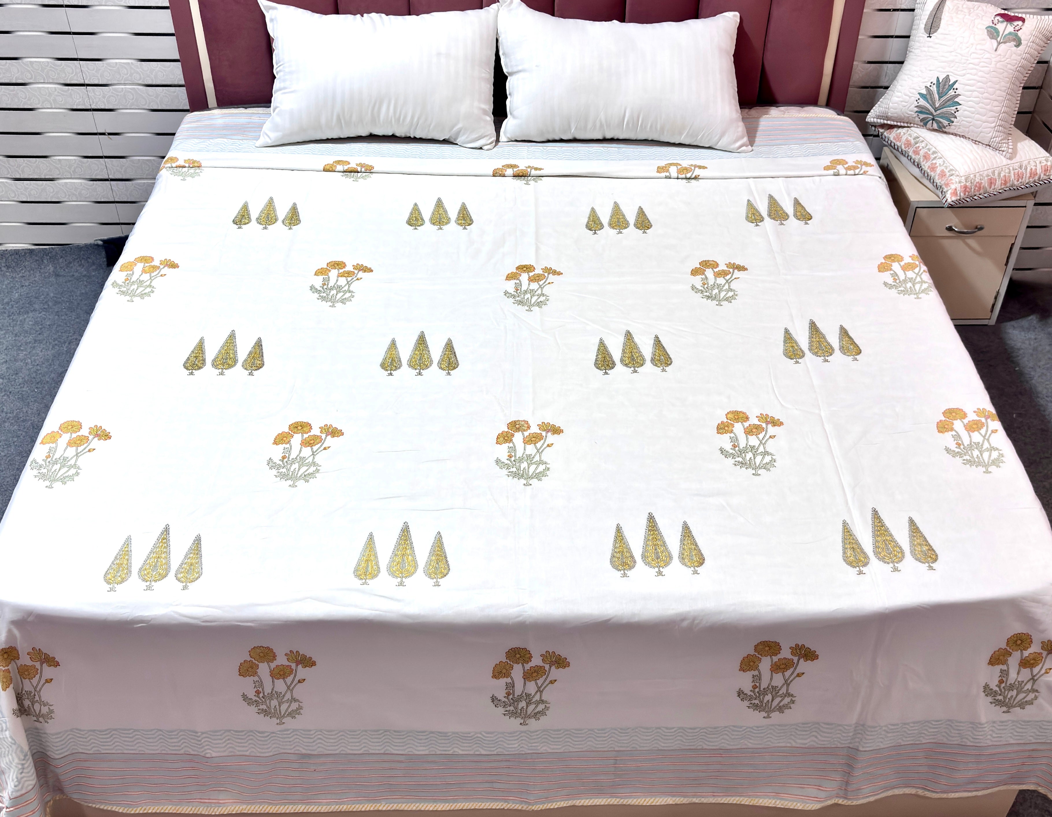 Hand Block Print Cotton Dohar | Reversible Summer Blanket | Soft Mulmul Cotton AC Blanket | Jaipuri Floral Dohar | Lightweight Quilt